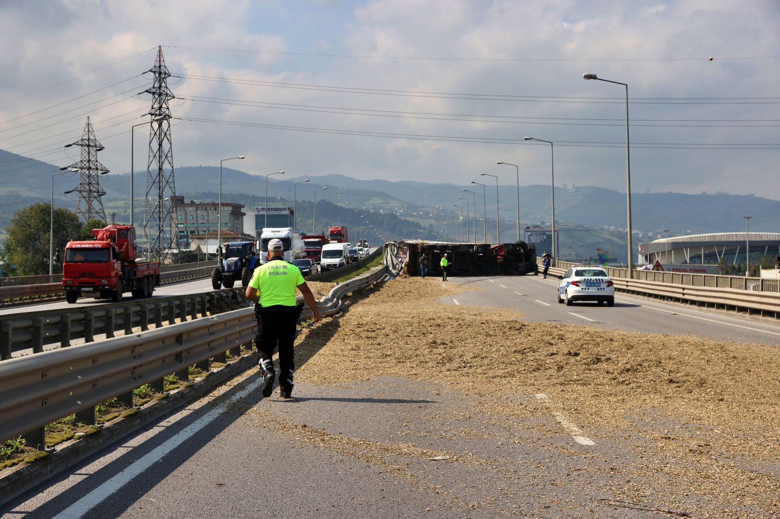 Şoförü arı soktu, TIR devrildi: Sürücüyaralandı, yol trafiğe kapandı