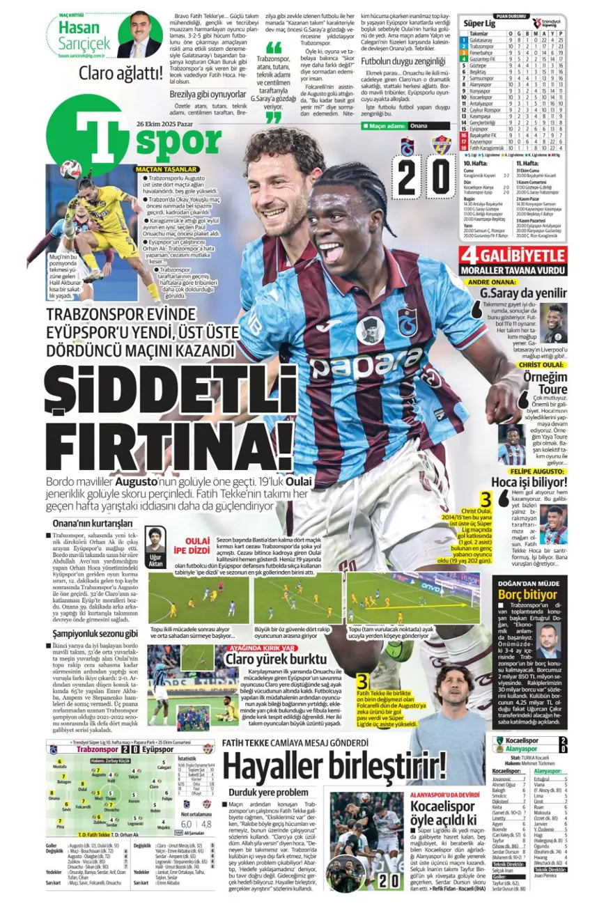 "Dörtlüleri yaktı, Aslan'ı bekliyor" (26 Ekim 2025 spor manşetleri) 23