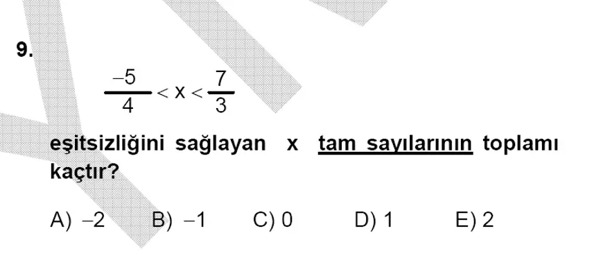 YGS Matematik soruları ve yanıtları 8