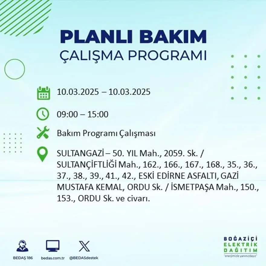 İstanbul'un 22 ilçesinde yarın elektrik kesintisi yaşanacak: Elektrikler ne zaman gelecek? (10 Mart BEDAŞ planlı kesinti programı) 63