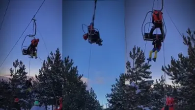 Palandöken’de telesiyejde mahsur kalan 17 kişi kurtarıldı