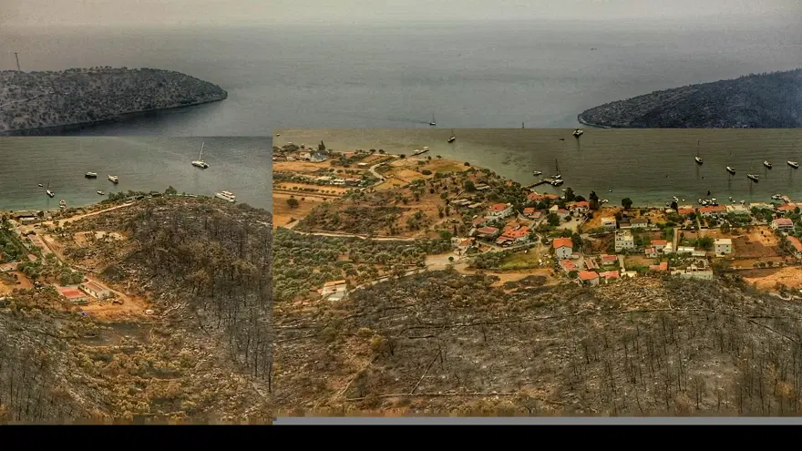 Bodrum ve Milas'ta yanan alanlar havadan görüntülendi 28 Bodrum ve Milas'ta yanan alanlar havadan görüntülendi 28