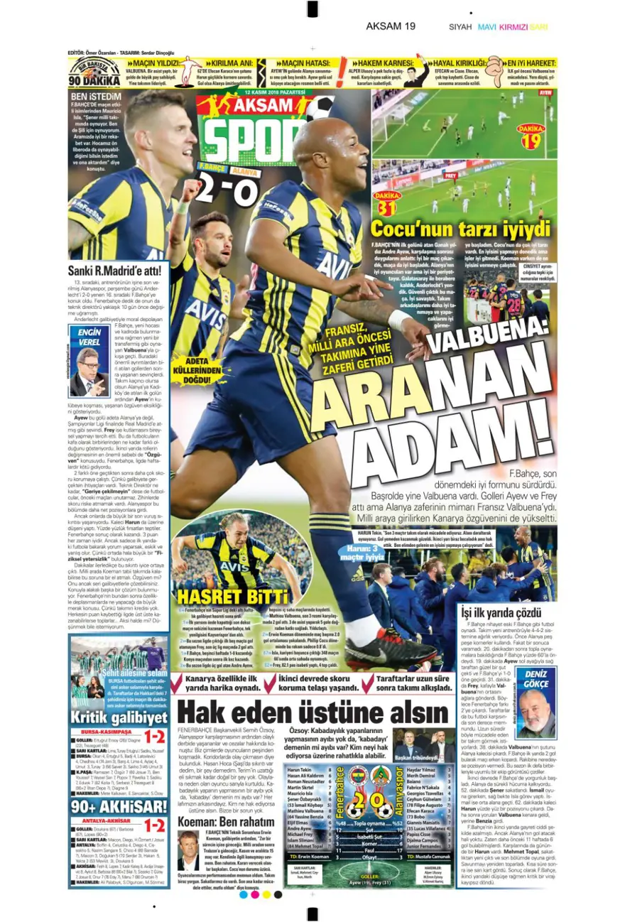 Günün spor manşetleri (12 Kasım 2018) 2