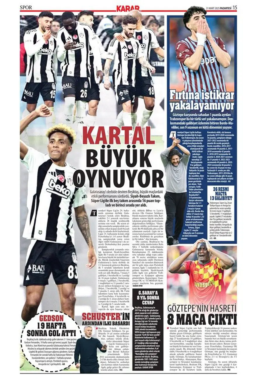 "Aslan'da büyük yemin" (31 Mart 2025 spor manşetleri) 16