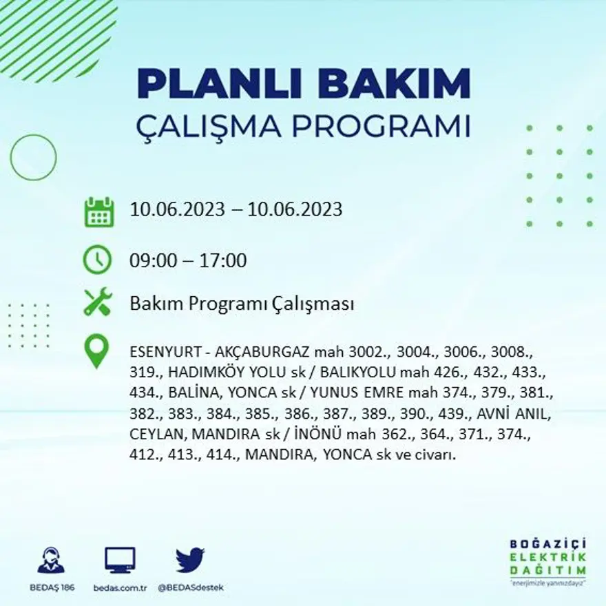 İstanbul'un birçok ilçesinde elektrik kesintisi: BEDAŞ kesinti programını paylaştı 11