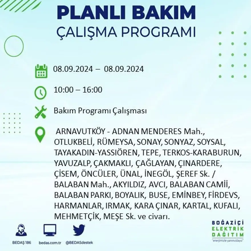 Bu ilçelerde oturanlar dikkat! 8 saat elektrik kesintisi yaşanacak: Elektrikler ne zaman gelecek? (8 Eylül BEDAŞ kesinti programı) 3