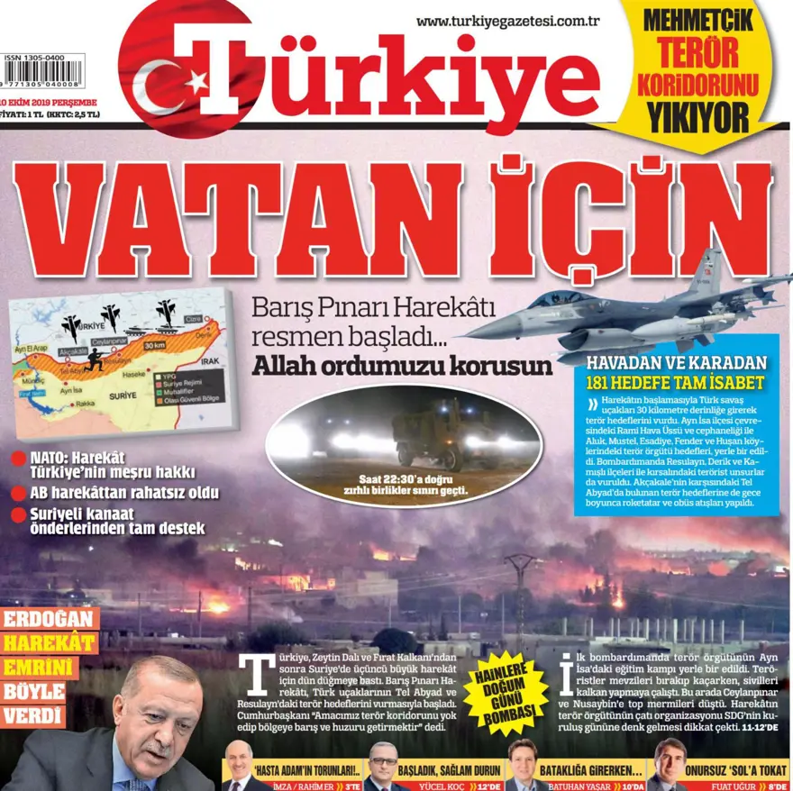 Barış Pınarı Harekatı manşetlerde 3