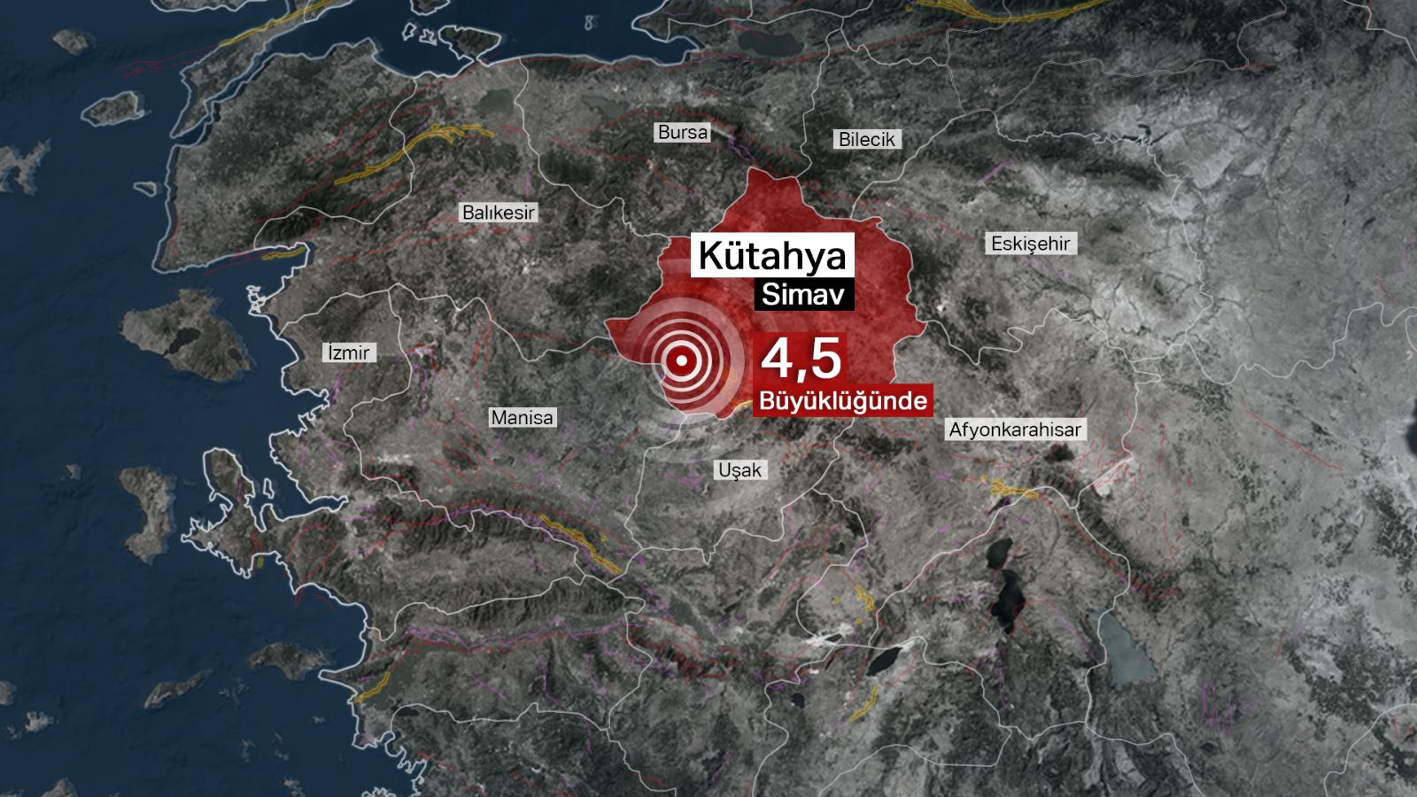 Kütahya'da 4,5 büyüklüğünde deprem