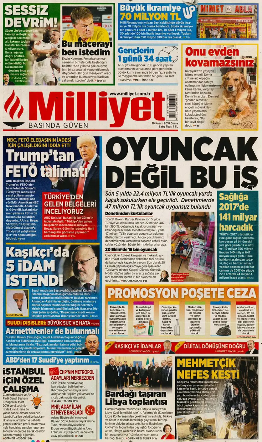 Günün gazete manşetleri - 16 Kasım 2018 2 Günün gazete manşetleri - 16 Kasım 2018 2