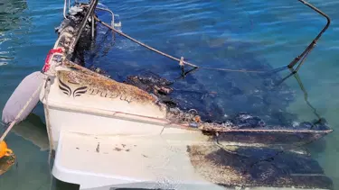 Marinadaki yangında teknelerden geriye iskeletleri kaldı