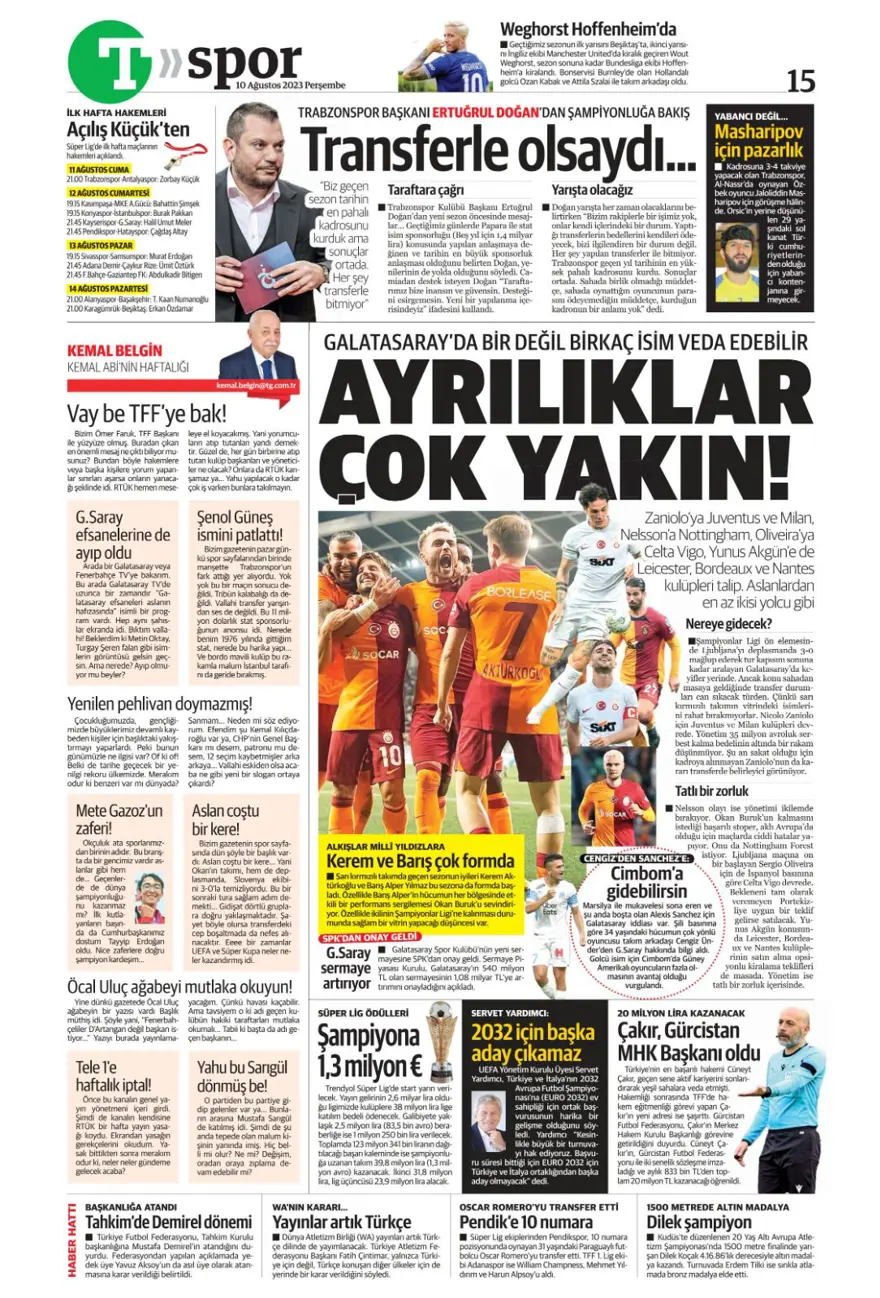 "İnat kırıldı, Livakovic geliyor" | 10 Ağustos 2023 spor manşetleri 16 "İnat kırıldı, Livakovic geliyor" | 10 Ağustos 2023 spor manşetleri 16