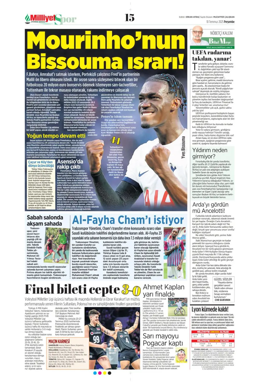 "Fenerbahçe'den Kerem harekatı" (10 Temmuz 2025 spor manşetleri) 13