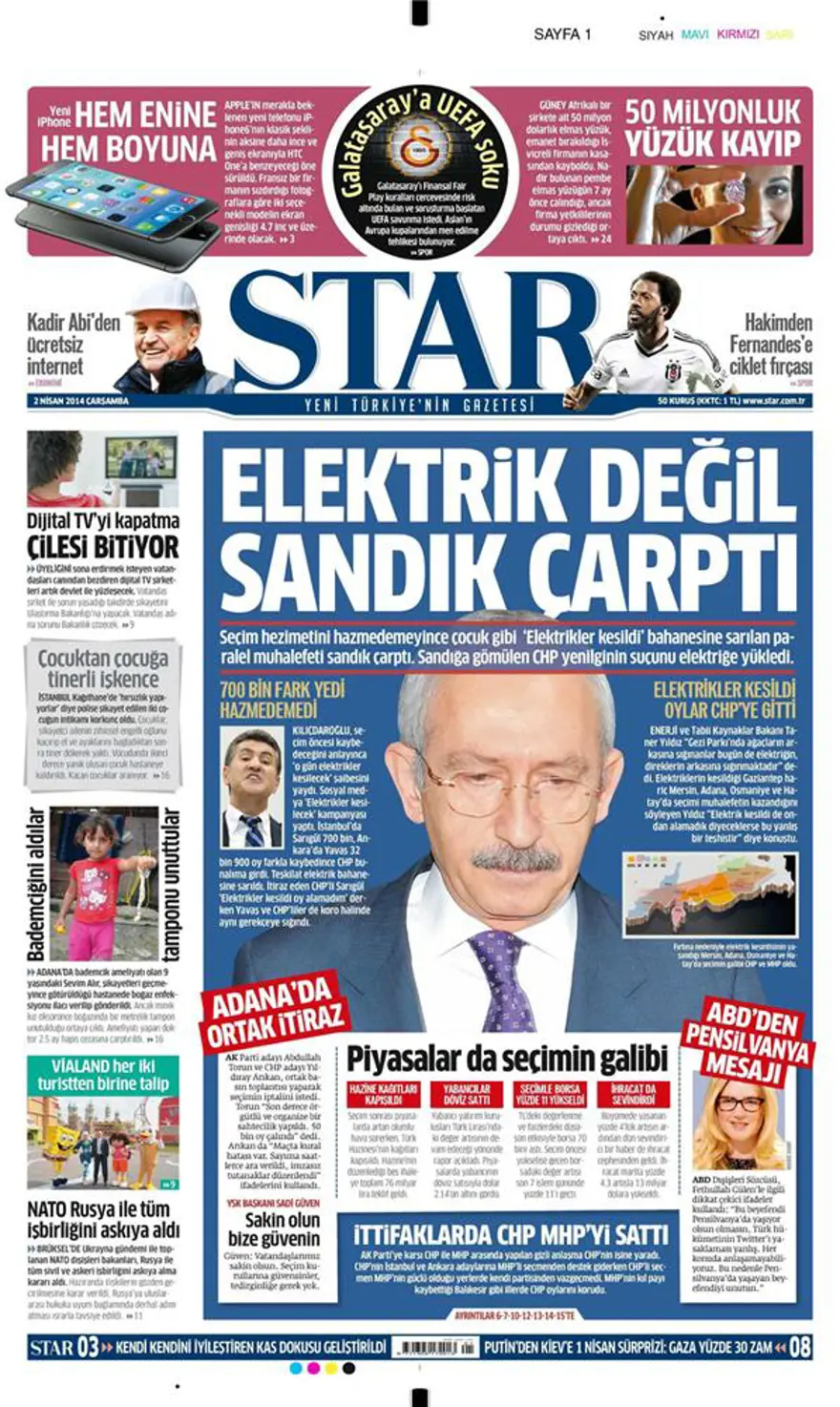 Günün gazete manşetleri - 2 Nisan 2014 13 Günün gazete manşetleri - 2 Nisan 2014 13