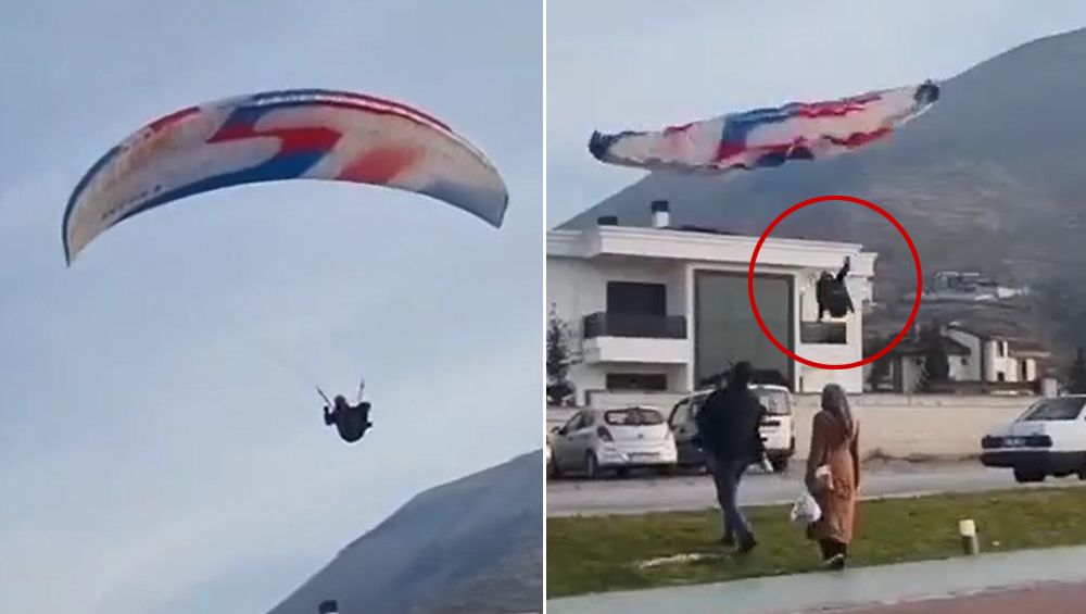 Paraşütçünün düşme anı kamerada