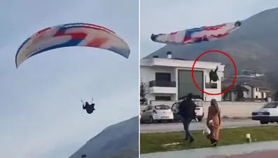 Paraşütçünün düşme anı kamerada
