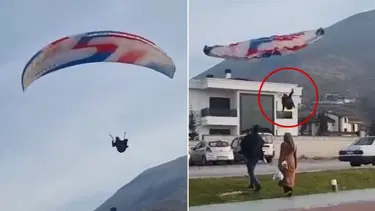 Paraşütçünün düşme anı kamerada