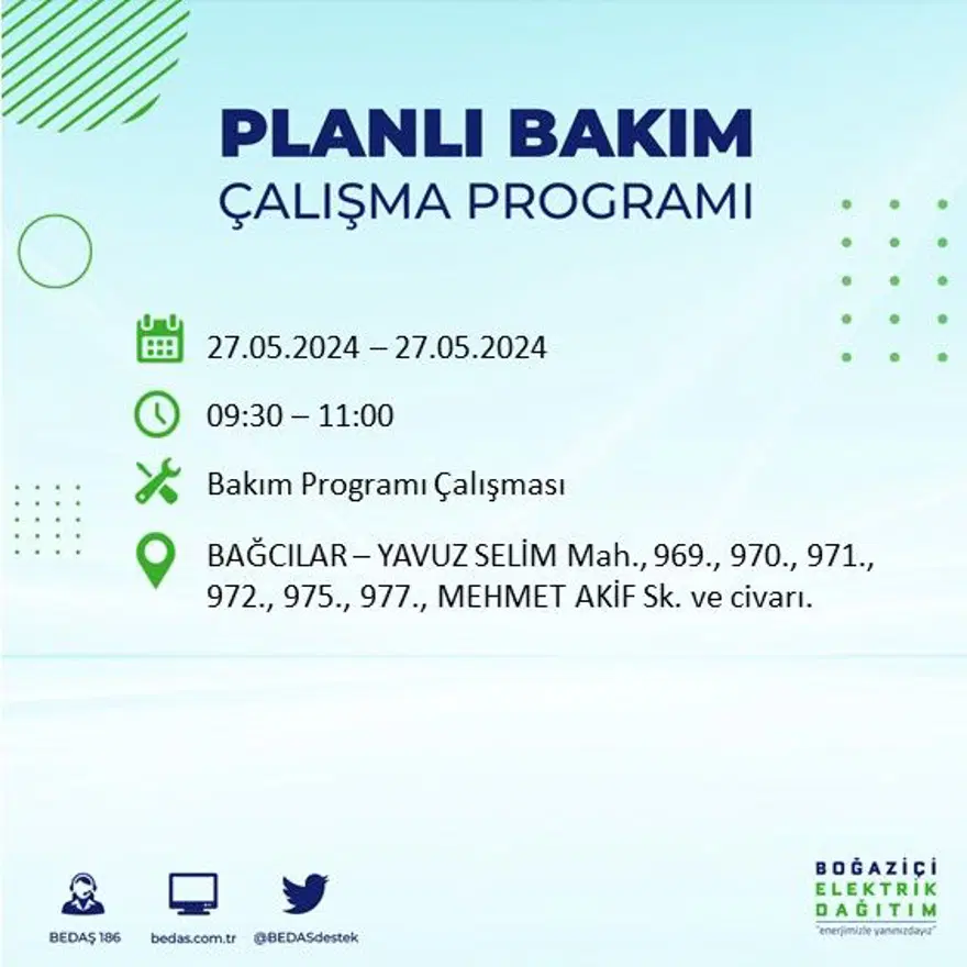 İstanbul'un 21 ilçesinde elektrik kesintisi: Elektrikler ne zaman gelecek? (27 Mayıs BEDAŞ kesinti programı) 8