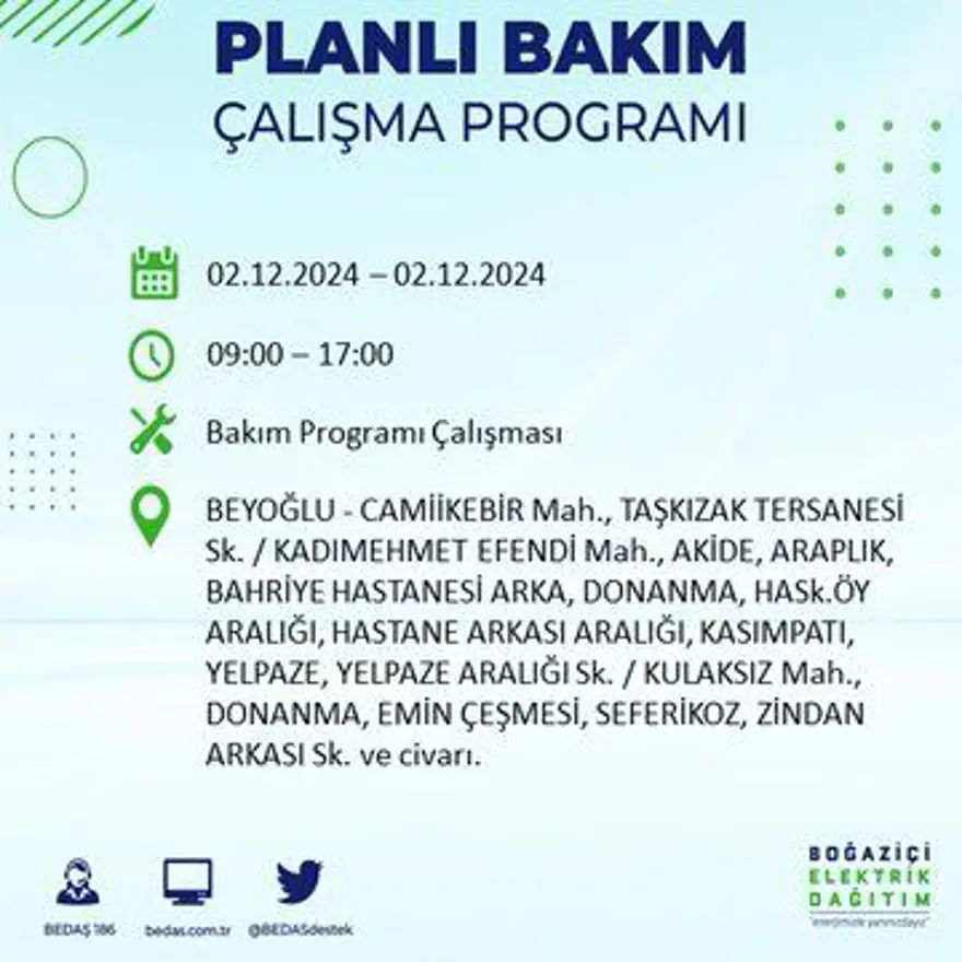 İstanbul'un 20 ilçesinde elektrik kesintisi: Elektrikler ne zaman gelecek? BEDAŞ 2 Aralık kesinti programını paylaştı 14 İstanbul'un 20 ilçesinde elektrik kesintisi: Elektrikler ne zaman gelecek? BEDAŞ 2 Aralık kesinti programını paylaştı 14