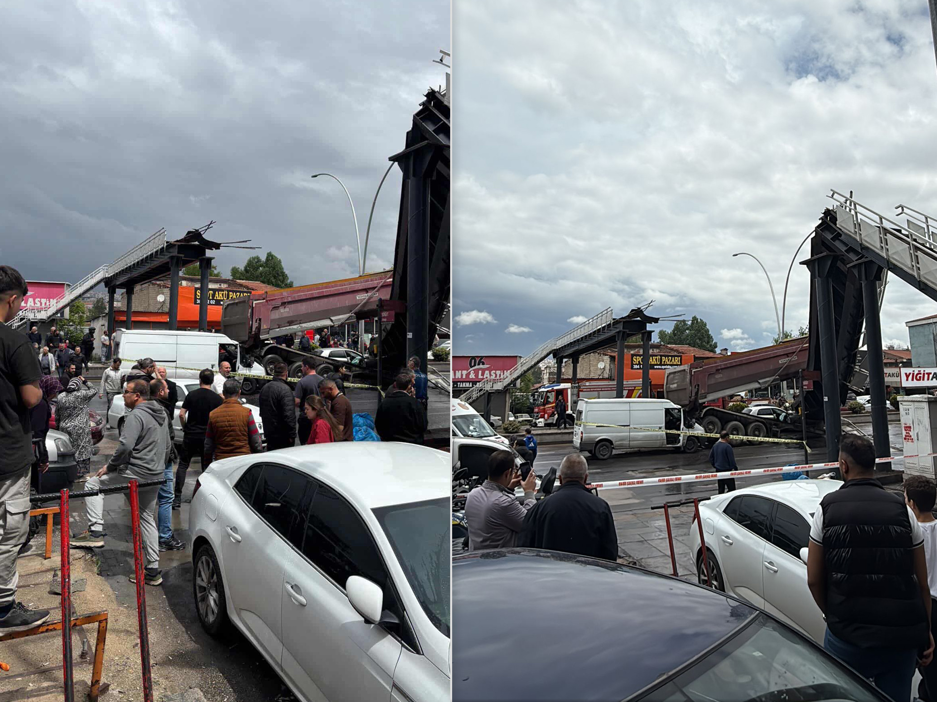 Ankara'da kamyon üst geçide çarptı. Yaralılar var, üst geçit yıkıldı