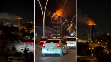 Ankara'da bir iş merkezinin çatısında çıkan yangın söndürüldü