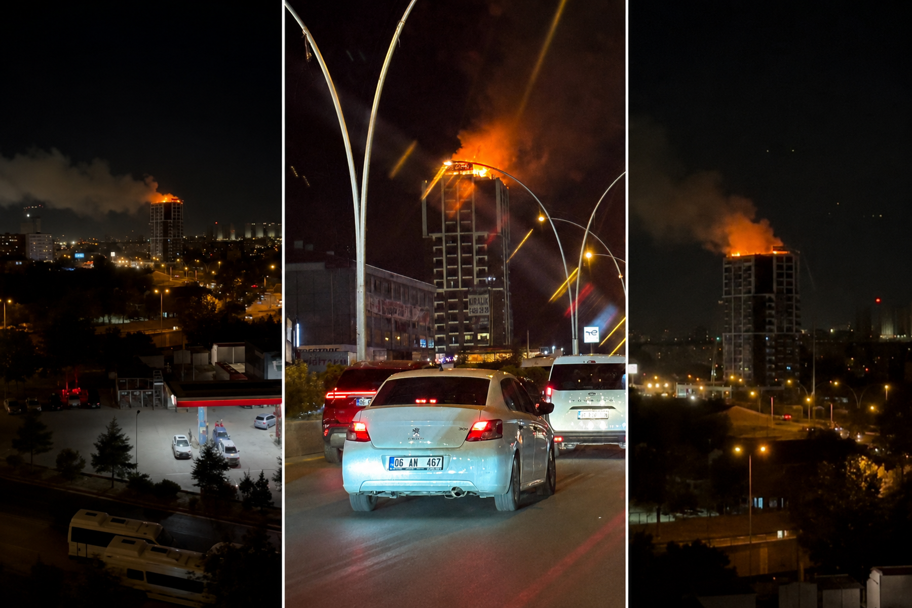 Ankara'da bir iş merkezinin çatısında çıkan yangın söndürüldü