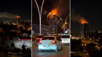 Ankara'da bir iş merkezinin çatısında çıkan yangın söndürüldü