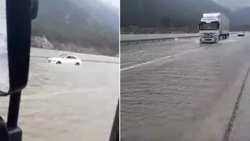 Yola çıkacaklar dikkat! Yeni Antalya-Konya Karayolu ulaşıma kapandı. Sağanak karayolunu göle döndürdü