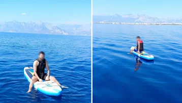 Antalya açıklarında hareketli anlar: SUP yaparken sürüklendiler