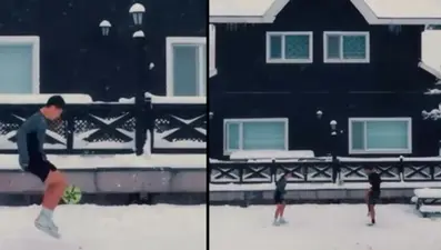 Arda Güler'den memleket ziyareti. Kar altında top oynadı