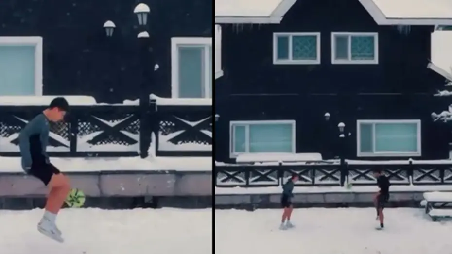 Arda Güler'den memleket ziyareti. Kar altında top oynadı