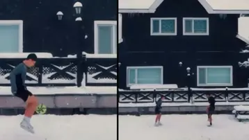 Arda Güler'den memleket ziyareti. Kar altında top oynadı