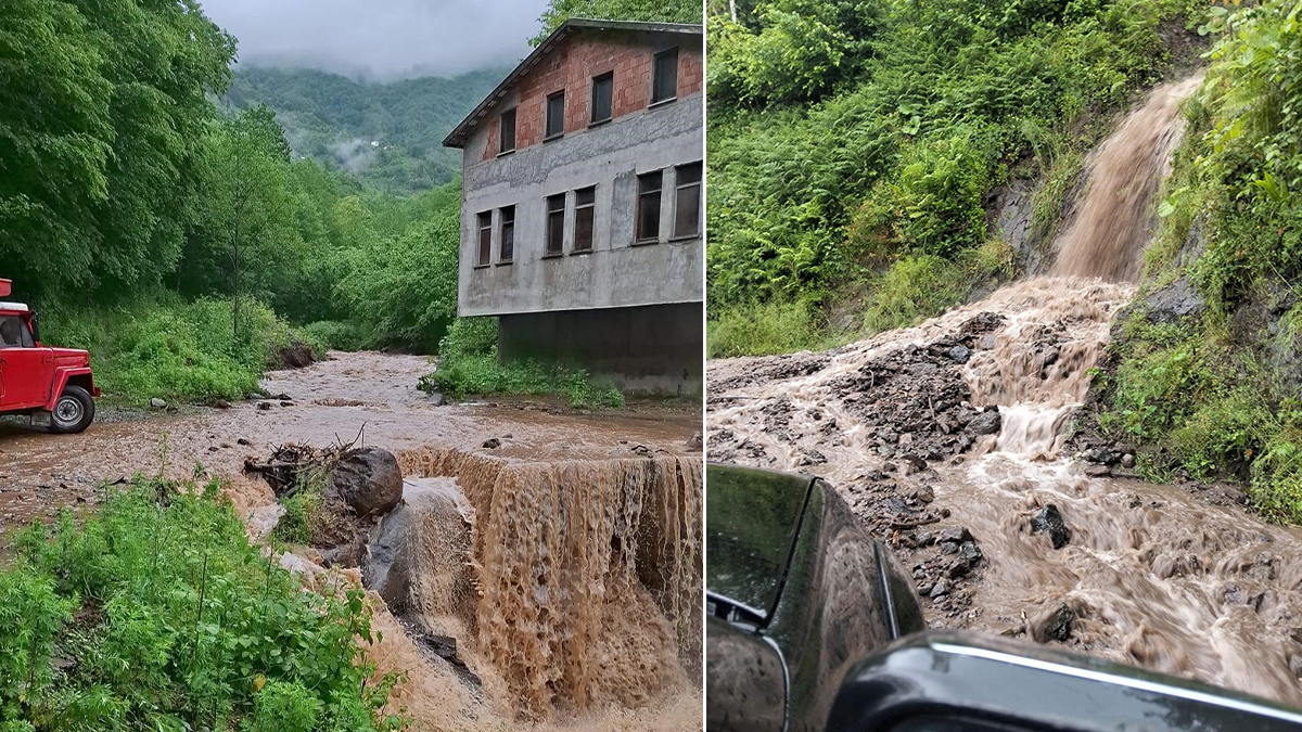Artvin'i sağanak vurdu. Dereler taştı, köy yolları kapandı