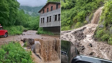 Artvin'i sağanak vurdu. Dereler taştı, köy yolları kapandı