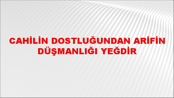 Cahilin dostluğundan arifin düşmanlığı yeğdir