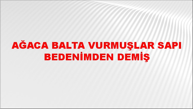 Ağaca balta vurmuşlar sapı bedenimden demiş Ağaca balta vurmuşlar sapı bedenimden demiş