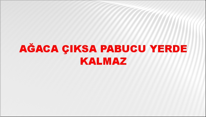 Ağaca çıksa pabucu yerde kalmaz