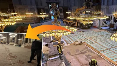 "Ayasofya'daki kamyon özel zemin üzerinde"