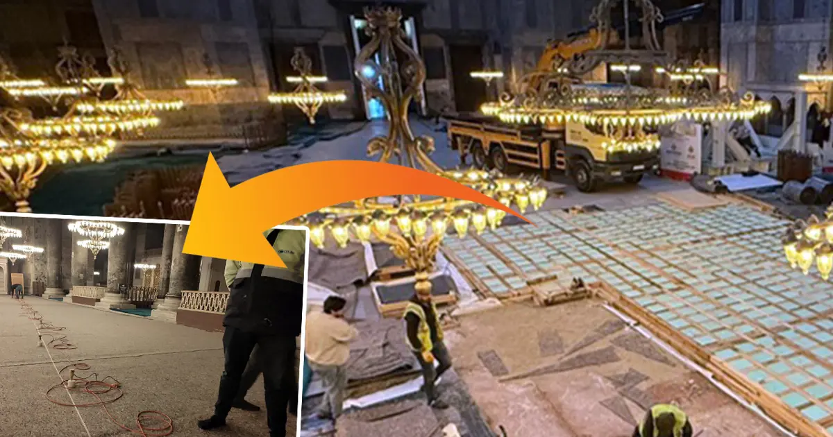 "Ayasofya'daki kamyon özel zemin üzerinde"