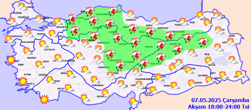 Meteoroloji'den 13 il için sağanak yağış uyarısı (7 Mayıs Çarşamba hava durumu) 3