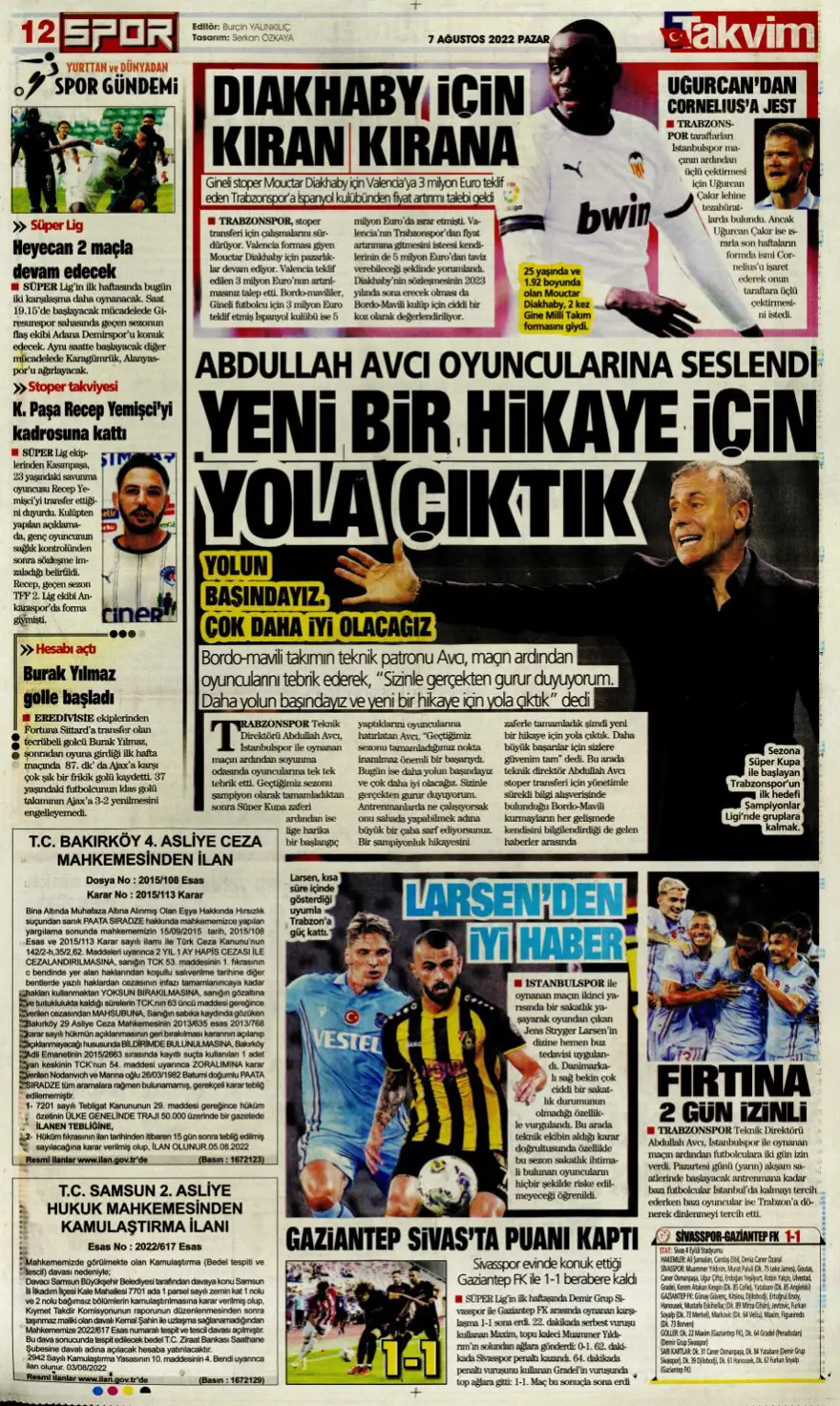 Günün spor manşetleri (7 Ağustos 2022) 17