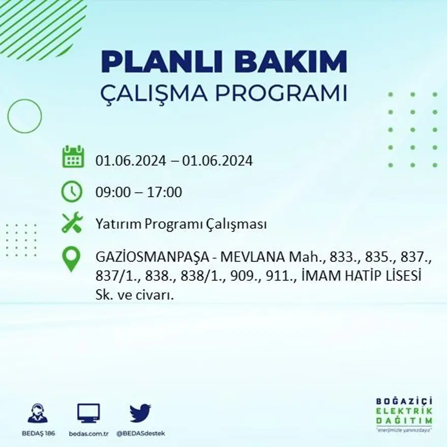 İstanbul'un 18 ilçesinde elektrik kesintisi yaşanacak: Elektrikler ne zaman gelecek? (1 Haziran BEDAŞ kesinti programı) 36 İstanbul'un 18 ilçesinde elektrik kesintisi yaşanacak: Elektrikler ne zaman gelecek? (1 Haziran BEDAŞ kesinti programı) 36