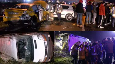TEM'de zincirleme kaza: 7 araç çarpıştı, 4 kişi yaralandı