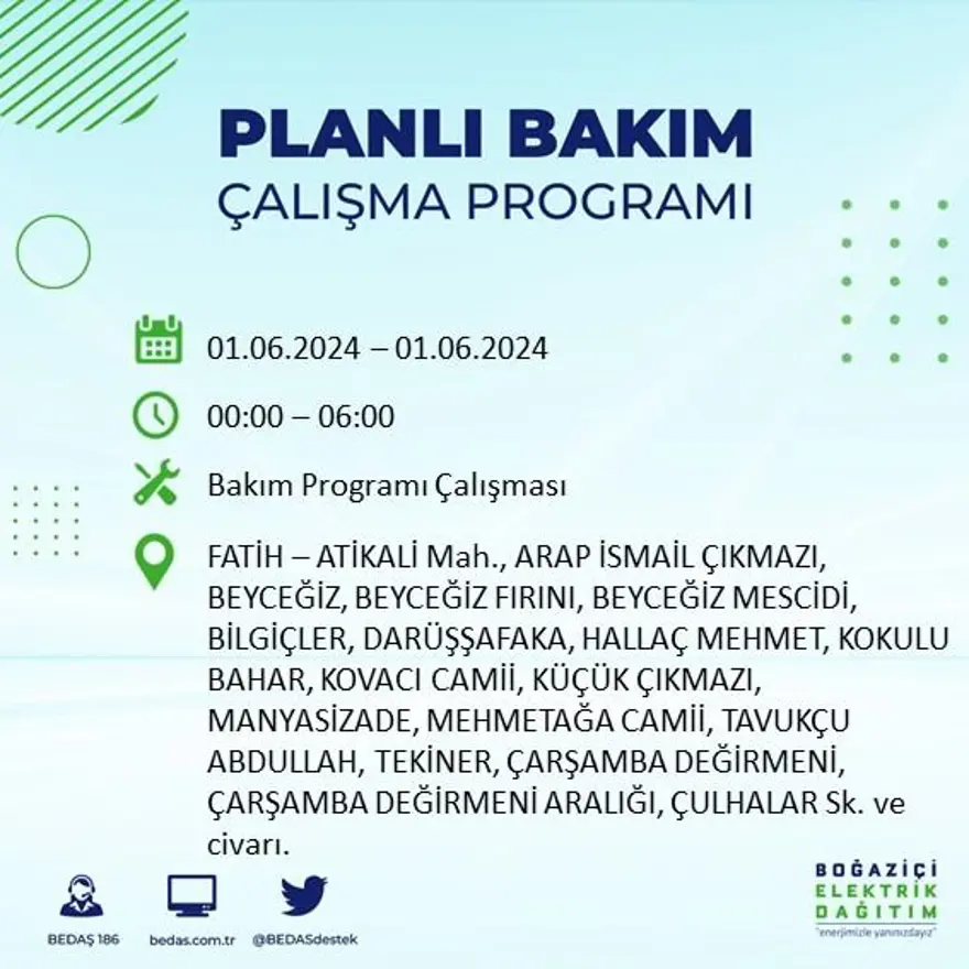 İstanbul'un 18 ilçesinde elektrik kesintisi yaşanacak: Elektrikler ne zaman gelecek? (1 Haziran BEDAŞ kesinti programı) 34 İstanbul'un 18 ilçesinde elektrik kesintisi yaşanacak: Elektrikler ne zaman gelecek? (1 Haziran BEDAŞ kesinti programı) 34