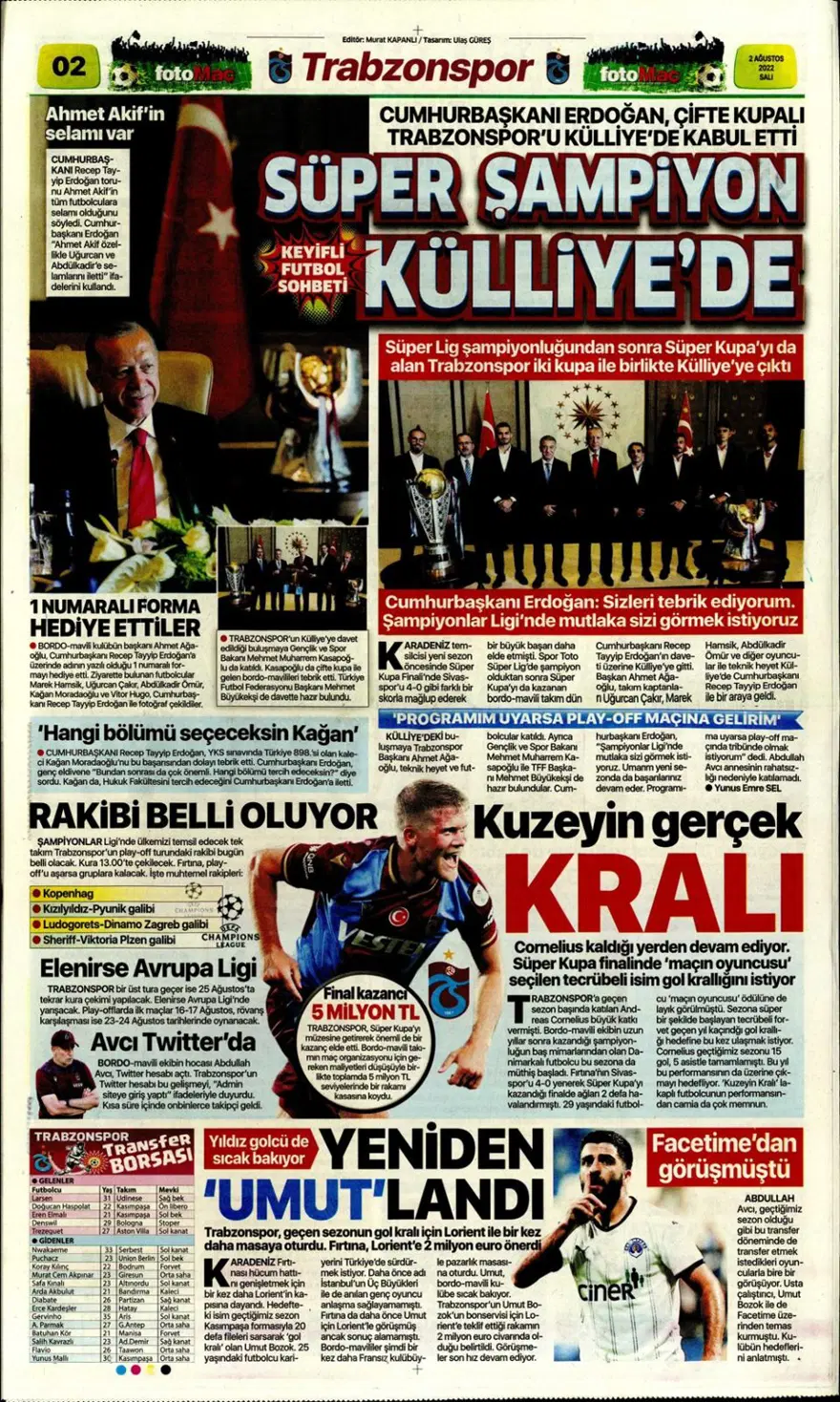 Günün spor manşetleri (2 Ağustos 2022) 8