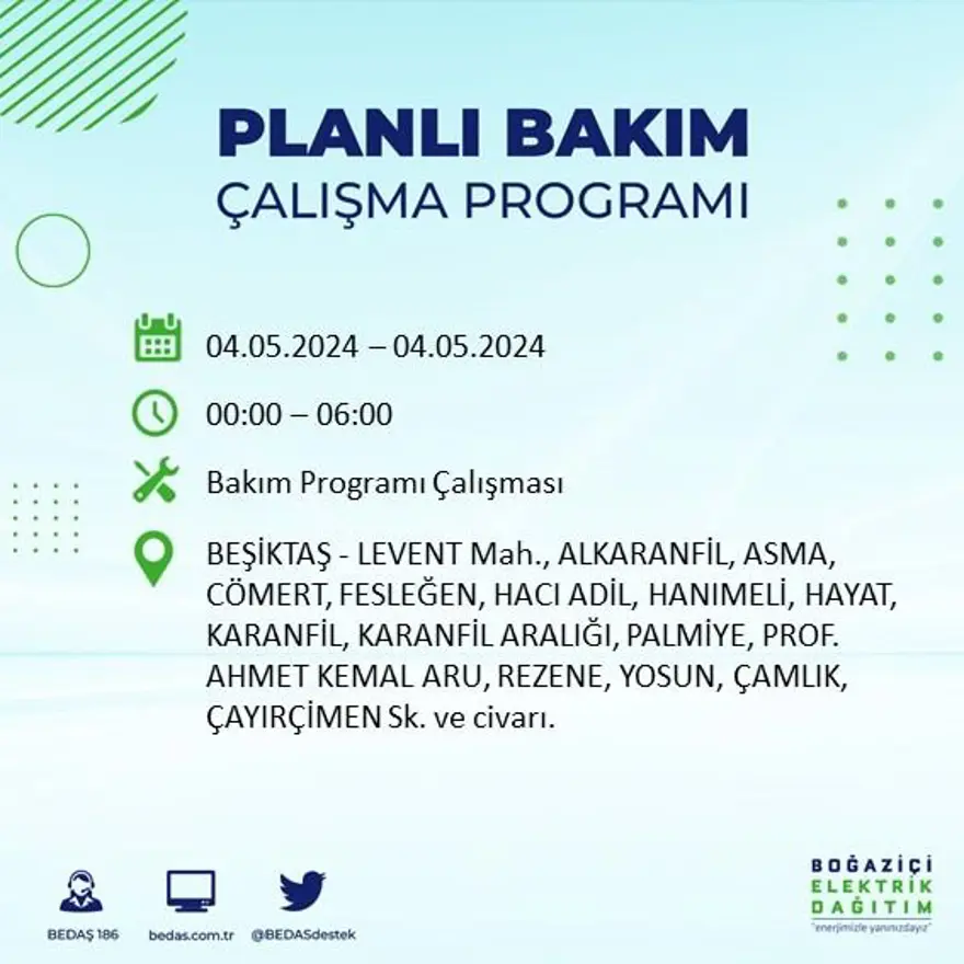 İstanbul'un 17 ilçesinde elektrik kesintisi: Elektrikler ne zaman gelecek? (4 Mayıs tarihli BEDAŞ kesinti programı) 9 İstanbul'un 17 ilçesinde elektrik kesintisi: Elektrikler ne zaman gelecek? (4 Mayıs tarihli BEDAŞ kesinti programı) 9