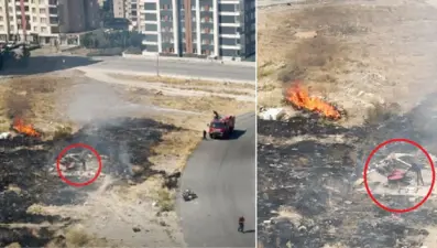 Yangın çıkardı, alevlere rağmen salça karıştırmaya devam etti