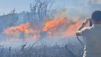Çanakkale’de tarım arazisinde çıkan yangın ormana sıçradı