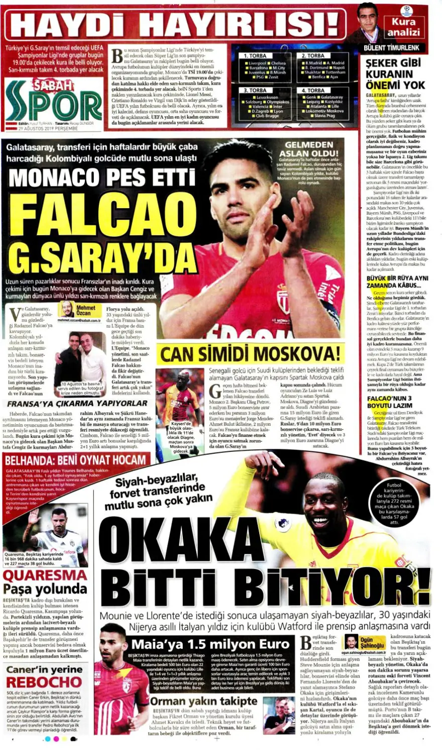 Günün spor manşetleri (29 Ağustos 2019) 8