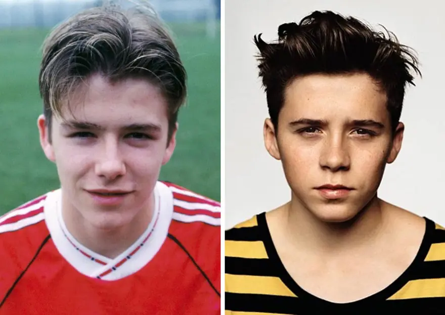 David Beckham (17 yaşındayken) ve oğlu Brooklyn Beckham (16 yaşında) 5