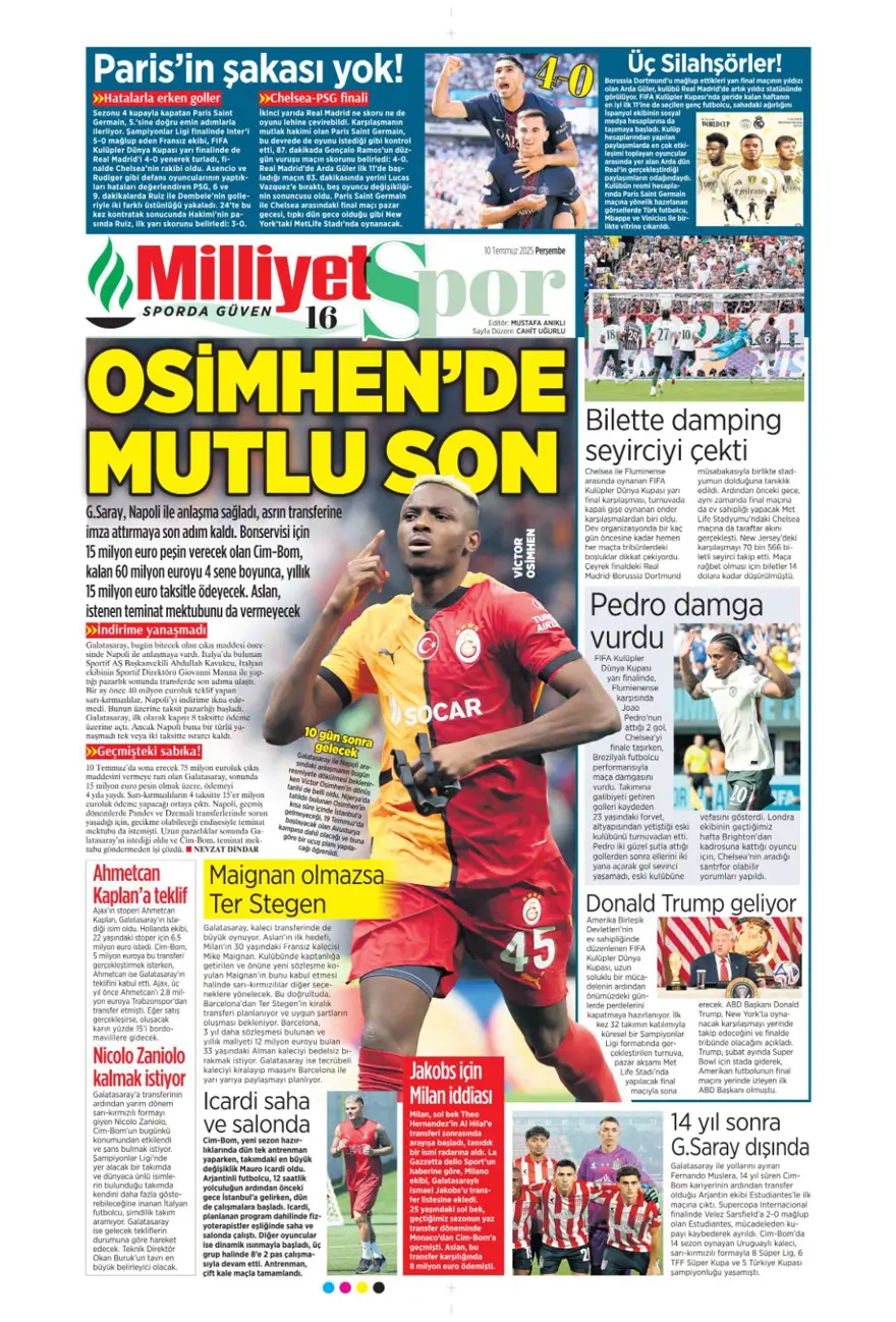 "Fenerbahçe'den Kerem harekatı" (10 Temmuz 2025 spor manşetleri) 14